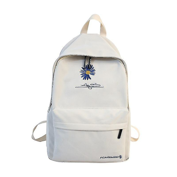 Ny Solid Rygsæk Pige Skoletasker Til Teenage Skoletaske Nylon Daisy Print Taske Sort white