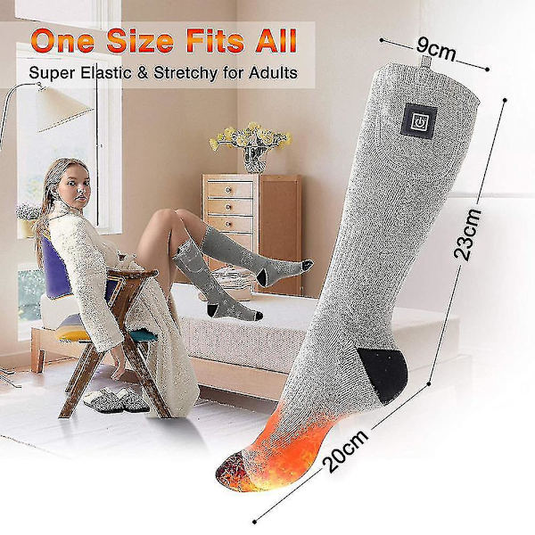 Lämmitettävät sukat ladattavat sähköakut unisex lämpöjalkojen lämmittimet gray