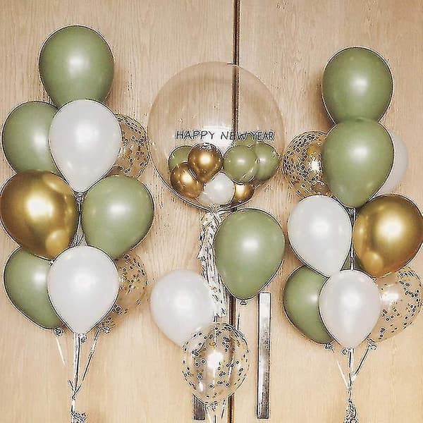 1 sett Ballonger Eukalyptus Perle Olivengrønn Bursdagsfest Dekorasjoner