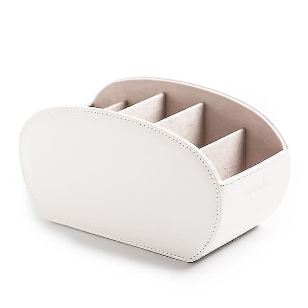White Remote Control Holder Organizer Box Leather Multi Functional Office Organization