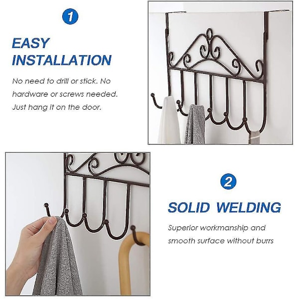 Over Door Hanger With 7 Hooks,metal Over The Door Towel Hook,decorative Overdoor Organizer