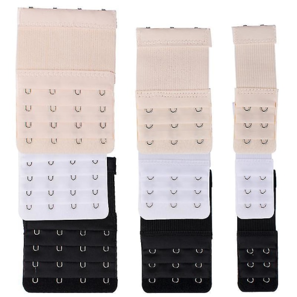 9 stk. BH-stroppforlengere Elastiske - Hvit, Svart, Beige