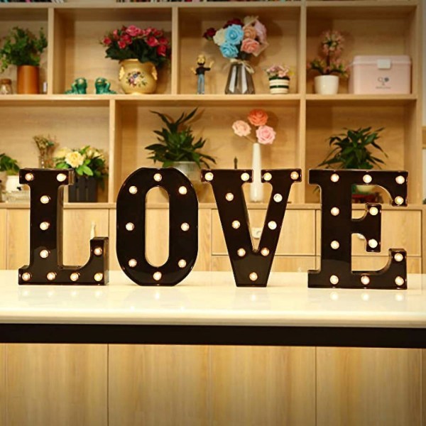 LED Bokstavlamper Ny Design Lysende Svarte Bokstaver For Arrangementer Bryllupsfest Bursdag Hjemmebar DIY Dekor B091-361 D