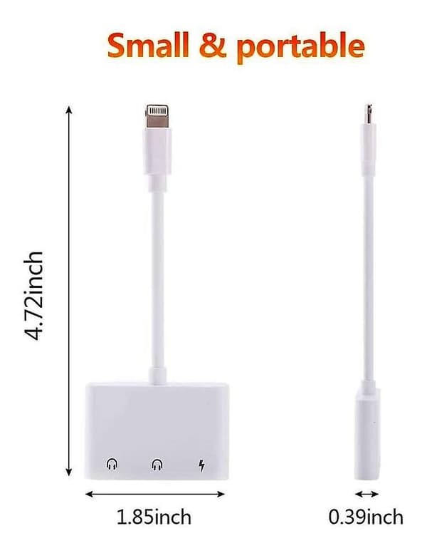 3-i-1 Adapterkabel Iphone 3,5 mm Aux Hodetelefoner + Lading.