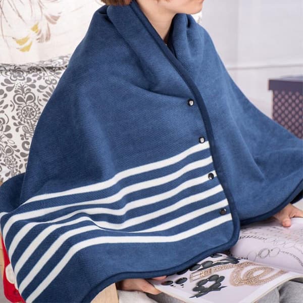 Wearable Plaid Blanket Fleece Doublelayer Blankets With Button Thicken Multifunction Winter Warm Throw Blanket For Sofa Bed C