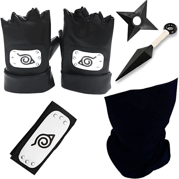 Kakashi Cosplay Set Ninja Konoha Naruto Headband Kakashi Forehead Protection And Kakashi Mask Gloves Kunai Ninja Plastic Shuriken Kakashi Cosplay Prop