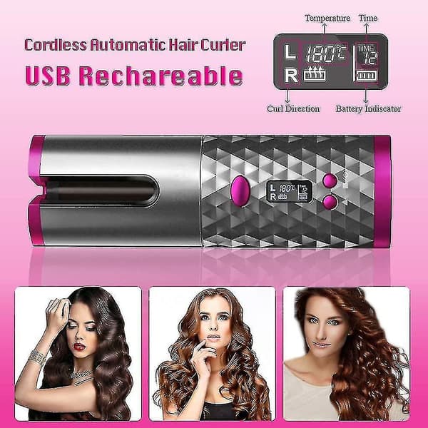 Wireless Automatic Curling Iron, Cordless Auto Curler Restriction With Builtin Rechargeable Ba