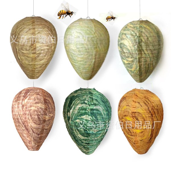 4 Pieces Waterproof Wasp Nest Decoys Hanging Hornet Deterrents Fake Cloth Wasp Nest Non-toxic Bee Decoy Deterrent For Home And Garden Outdoors Light Green Paper