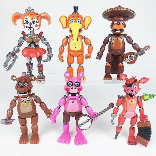 6 kpl Halloween-teddykarhuja Midnight And Five Nights Illuminated In Freddy's Security Breach ja nukke D