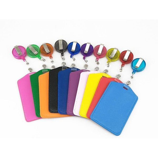 Leather Id Holder With Retractable Roller Color Random (10pcs)