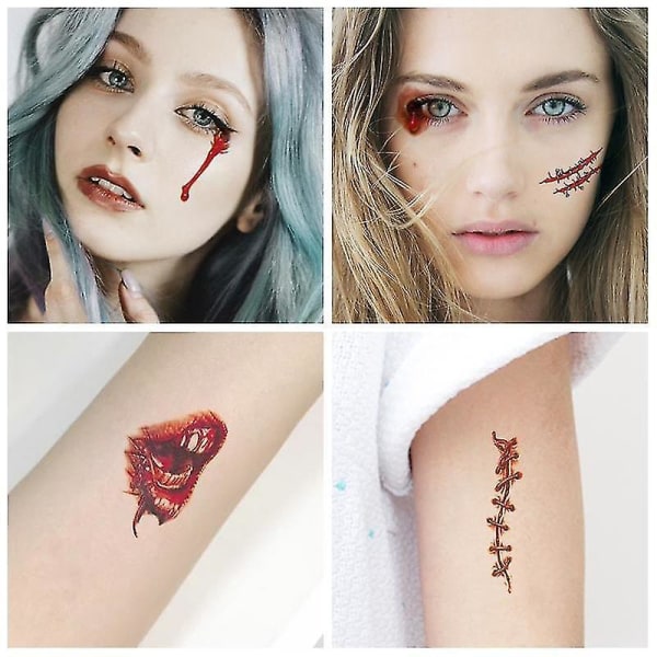 30pcs Halloween Scars Horror Tattoo Stickers Makeup Props STYLE1