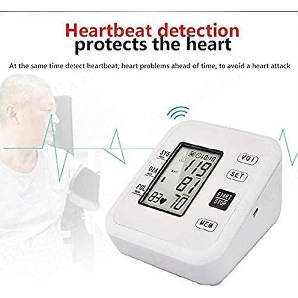 Blodtrykksmåler for overarm med stemmeavlesning, 2 brukermodus, automatisk puls- og hjertefrekvensmåler med LCD-skjerm og mansjett med bredt spekter for hjemmebruk