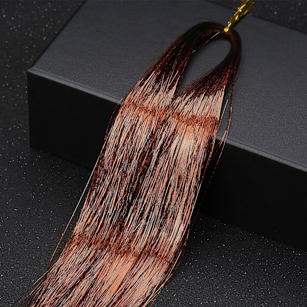 36inch Hair Tinsel Sparkling Glitter Tinsel Fairy Hair Extensions Heat Resistant Party Highlight coffee