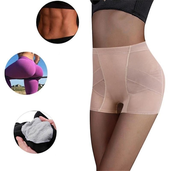 Dame Butt Lift Mavekontrol Trusser Polstrede Falske Numser Åndbart Undertøj Beige XL