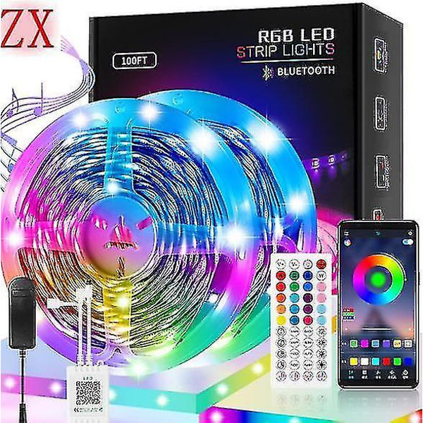 LED Strip Lys 20m Ultralange LED Lys Stripe Musikk Synkronisering, App Kontroll Med Fjernkontroll, LED RGB LED Lys For Soverom, DIY Fargevalg LED Tape Lys RGB 24V US
