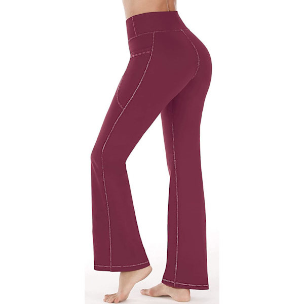 Yogabukser Kompatible Med Kvinder Med Lommer Højtaljede Træningsbukser Kompatible Med Kvinder Bootcut Arbejdsbukser Pæne Bukser Wine Small