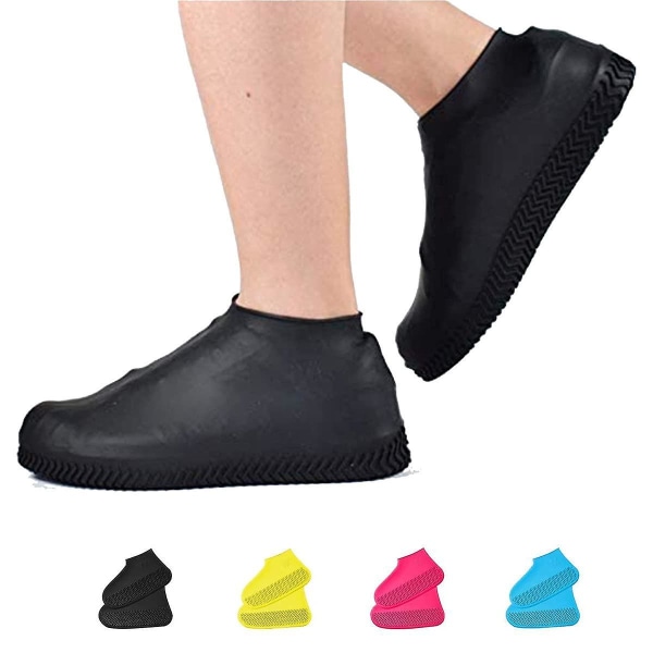 Waterproof Shoe Covers Non-slip Water Resistant Overshoes Silicone Rubber Rain Shoe Cover For Kids, Men, Women Black
