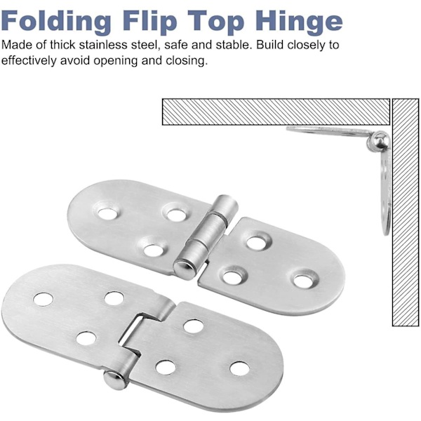 6pcs Folding Flip Top Hinge, Folding Hinges Metal Edge Backflap Cabinet Butt Hinges
