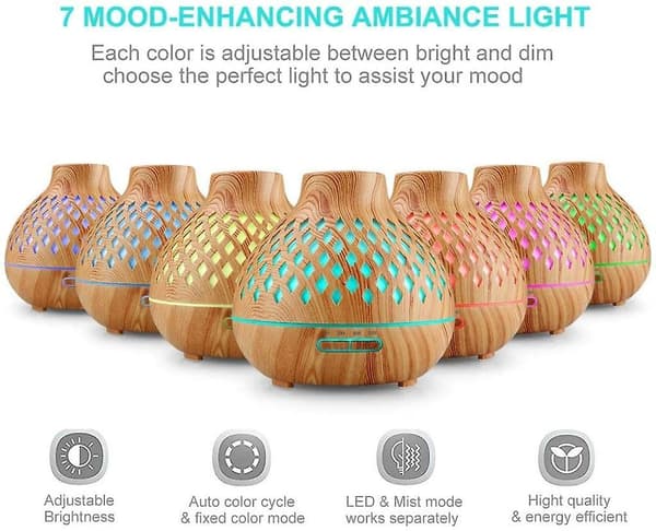 Aroma Diffuser, 400ml Humidifier, Ultrasonic Power And 7-color Led