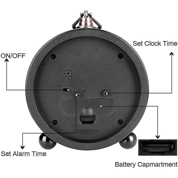 Retro Non-ticking Table Desk Alarm Clock Battery Operated Silent Quartz Movement Hd Glass brown