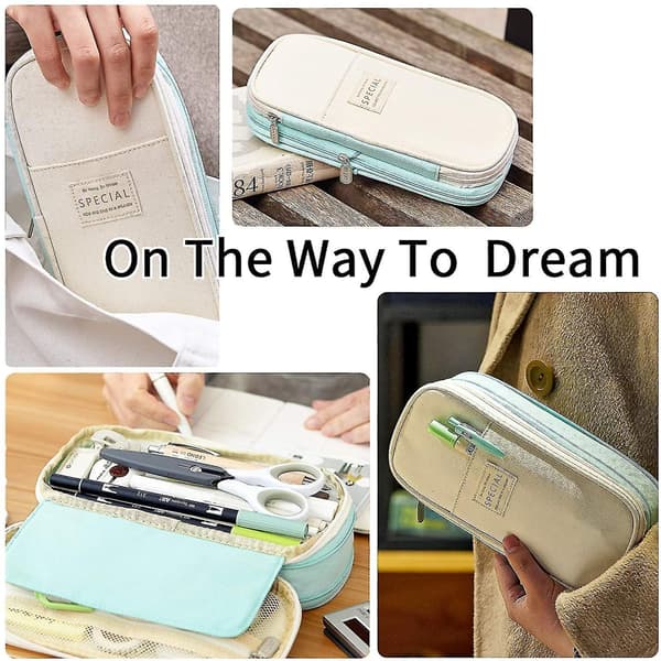 Pencil Case Large Pen Case Office College Large Storage Bag Storage Bag Storage Box Student (cyan)