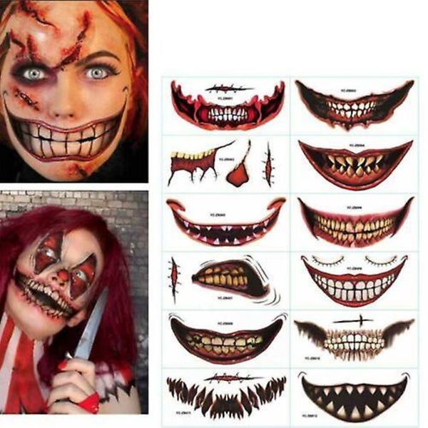 1/12pcs Halloween Prank Makeup Temporary Tattoo Tattoo stickers 04