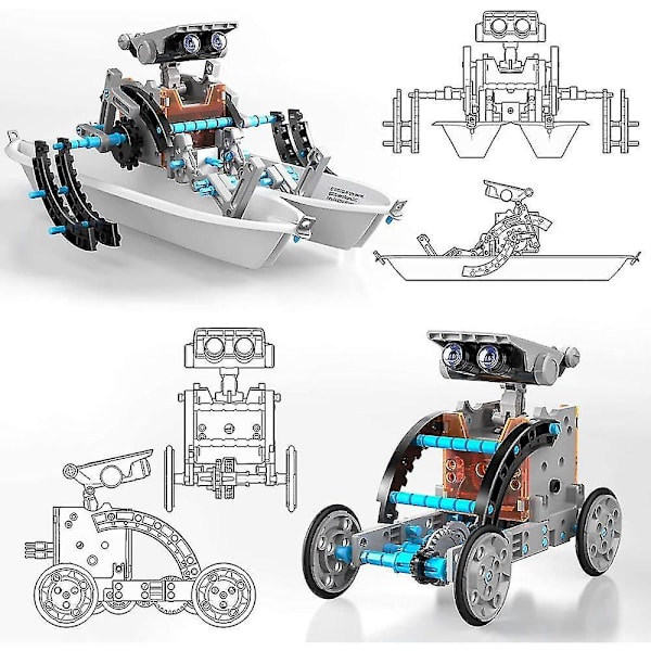 Stem 12-i-1 Uddannelsesmæssigt Solcelle Robot Legetøj - 190 Dele