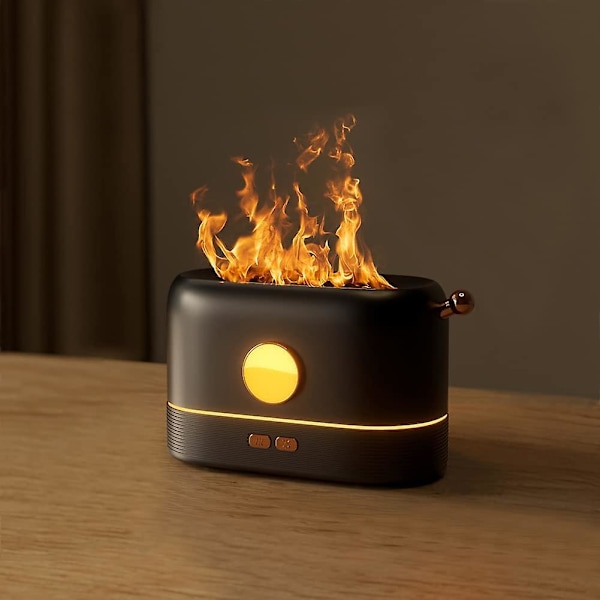 Flame Essential Oil Diffusers Aromatherapy Humidifier 200ml Air Purifiers Ultrasonic Aroma Diffuser 3d Flame Quiet Mist Water Vaporizerblack