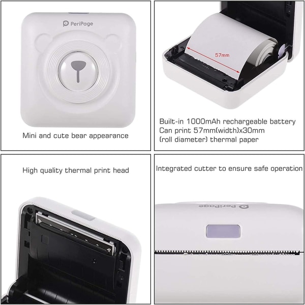 Mini Printer, Wireless Thermal Label Printer, Sticky Note Receipt, Suitable For Android Ios Smart Phone Windows, With 6+1 Printing Paper Roll