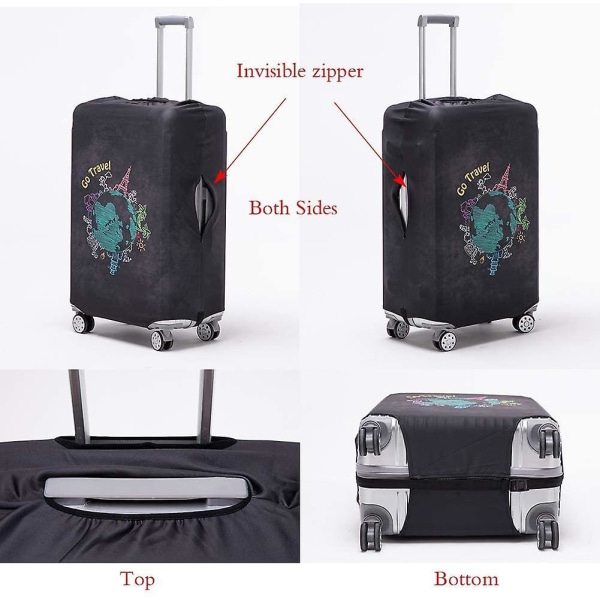 Luggage Cover Washable Suitcase Protector Anti-scratch Suitcase Cover Fits 18-32 Inch Luggage (s) S