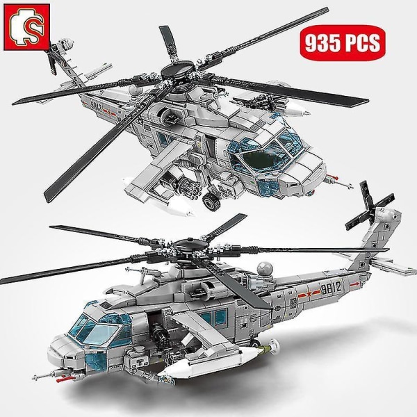 Sembo Teknisk Militær Bevæpnet Helikopter Modell Byggeklosser Sett Swat Politi Jagerfly Klosser Gunship Leker For Gutter Uten Original Esken