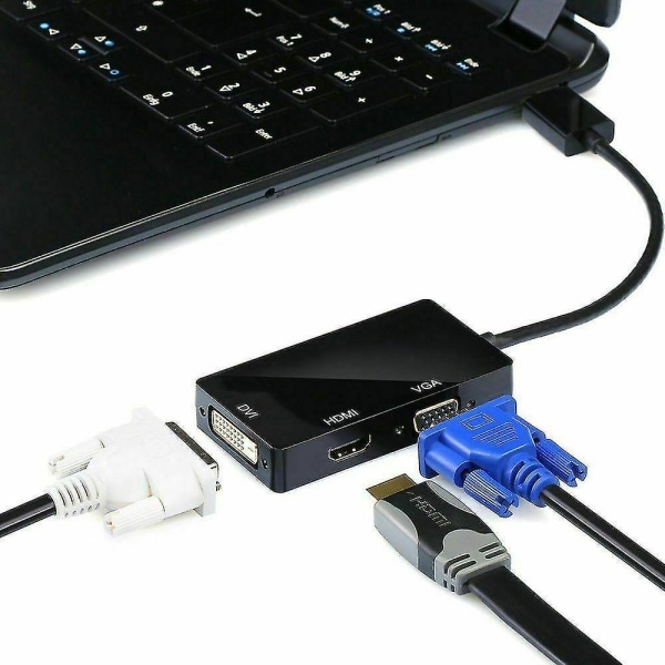 Mini Displayport Thunderbolt Hann til DVI-D HDMI VGA Adapter Konverter 4k 1080p