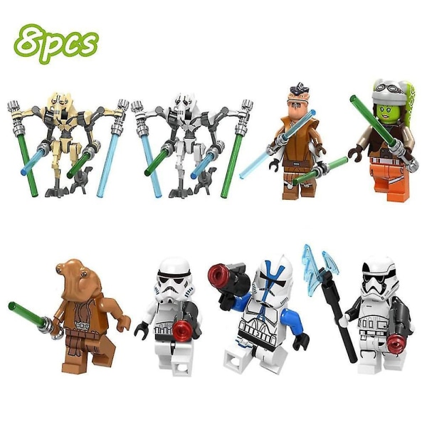 8pcs/set Star Wars Assembled Building Block Minifigure Figures Toys Decor Kids Gift
