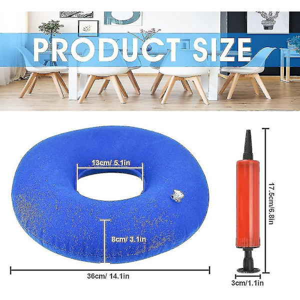 2 Pieces Inflatable Seat Cushion Orthopedic Inflatable Ring Cushion Donut Cushion With 2 P