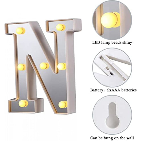 LED Marquee Bogstav Lys 26 Alfabet Lysende Bogstaver Skilt Perfekt Til Natlys Bryllup Fødselsdagsfest Julelampe Hjemmebar Dekoration B09 N