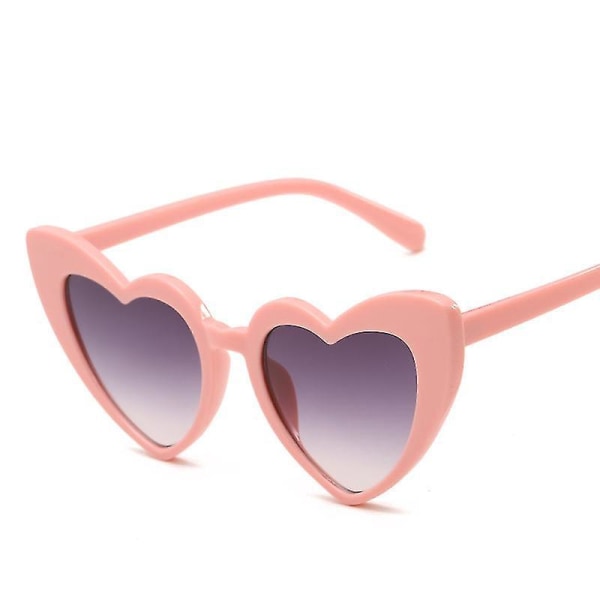 Love Heart Shaped Sunglasses For Women - Vintage Cat Eyestyle Retro Glasses Pink frame gradient  blue lens