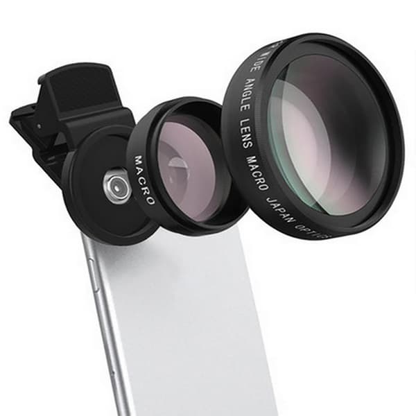 2 In 1 Universal 37mm 0.45x 49uv Wide Angle Macro Cell Phone Camera Lens Kit Silver