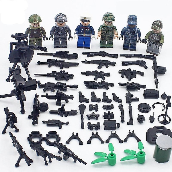 6pcs American Leopard Raid Special Elite Force Body Armor Children Diy Assembled Building Blocks