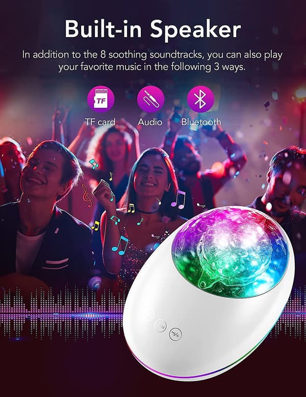 Galaxy Projector, Skylight Ocean Wave Galaxy Light For Adults Kids Bedroom, Star Projector Night Light With White Noise, Timer, Bluetooth Speaker, Coo White