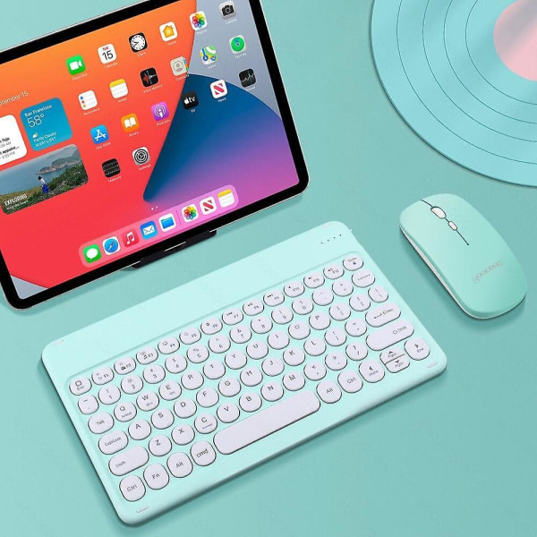 Ipad Keyboard And Mouse Combo, Wireless Bluetooth Keyboard Green C