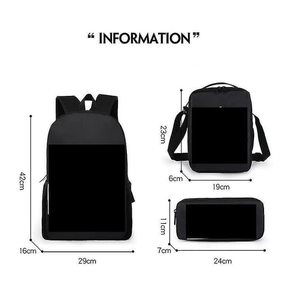 Backpack Kid School Bag Gift Large Capacity For Daily Life Bag 3pcs Black