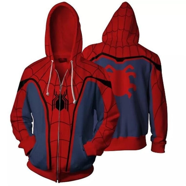 Spider Hettegenser med Glidelås En Hettejakke med Glidelås S-5xl 3XL