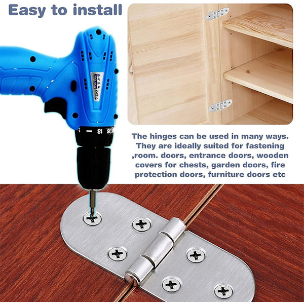6pcs Folding Flip Top Hinge, Folding Hinges Metal Edge Backflap Cabinet Butt Hinges