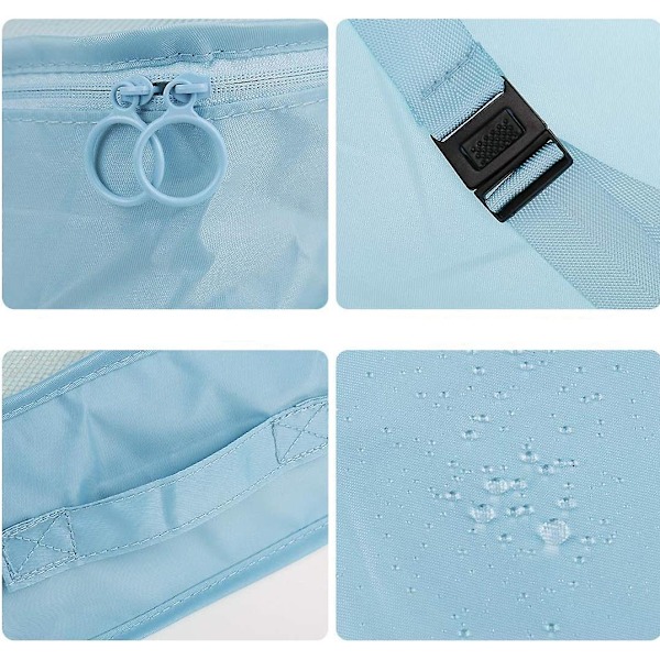8 Dele Rejse Cube Foldbar Taske Organizer Letvægts Bagage Organizer (blå) light blue