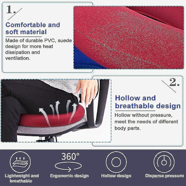 2 Pieces Inflatable Seat Cushion Orthopedic Inflatable Ring Cushion Donut Cushion With 2 P