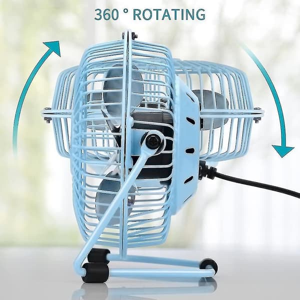 Mini Quiet Fan With Metal Construction & Strong Airflow & 360adjustable Tilt Angle(blue)