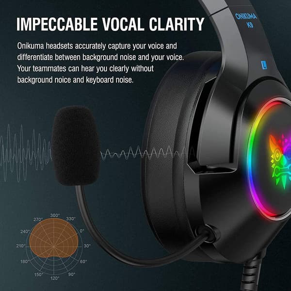Stereo PC Gaming Headset med Støyreduserende Mikrofon for PS4 PS5 Xbox Series K9
