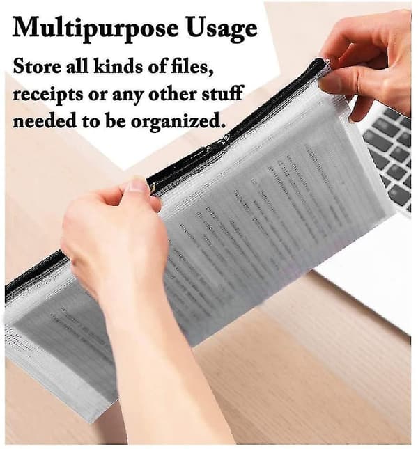 10 Pieces Document Pouch A3. Plastic File Zippered Pockets For File. Paper