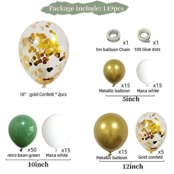 Retro Grøn Ballon Kæde Sæt Bue Scene Layout Fest Dekoration