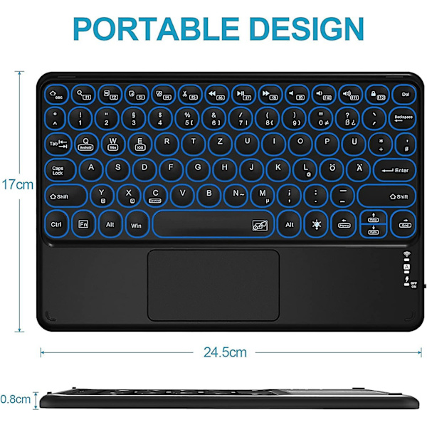 Bluetooth Keyboard With Touchpad Rechargeable Portable Wireless Bluetooth Tablet Keyboard With